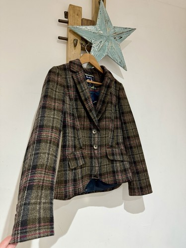 Boden British Tweed By Moon Brown Mix Sports Checked Blazer Jacket UK Size 12 - Picture 3 of 7