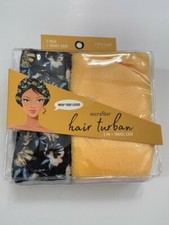 Turbante capilar de microfibra Revive Beauty paquete de 2 y estuche de viaje NUEVO