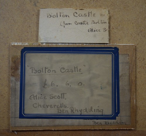 Bolton Castle, Wensleydale. Watercolour by Yorkshire artist Alice Scott, c1925 - Picture 10 of 11