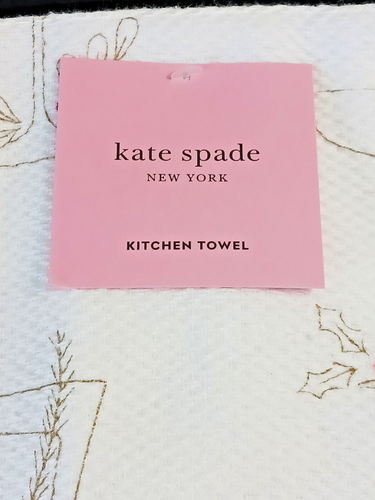 KATE SPADE Holiday Kitchen Towels Christmas Drinks Lips Set Of 2 NEW w Tags - Picture 6 of 19