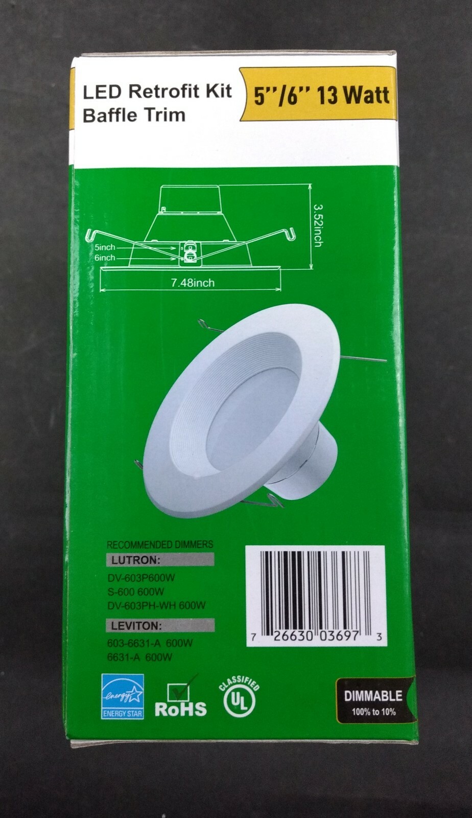 Sunco LED Retrofit Kit Baffle Trim 5"/6" 13 Watt Dimmable Soft White eBay
