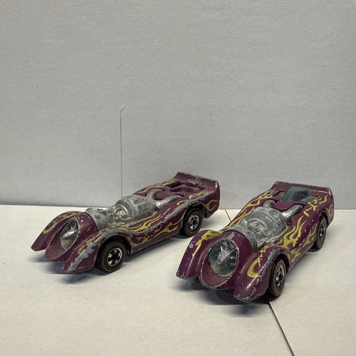 Set Of 2 1970 Hot Wheels Redline JET THREAT II Plum Enamel Flying Colors