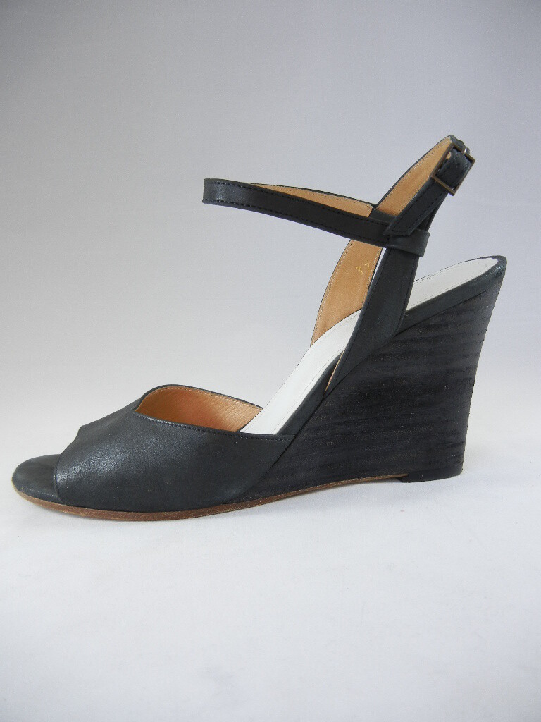 Maison Martin Margiela (Sz.37) Black Washed-Leather Sandals Wedges Heels shoes Maison Martin Margiela (Sz.37) (Sz.37) (Sz.37) Black Washed-Leather Sandals Wedges Heels shoes 76b73c