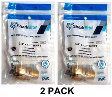 SharkBite 3/4" Push-to-Connect x 1/2" MNPT Male Adapter 818084 U138LFZ (2 PACK)