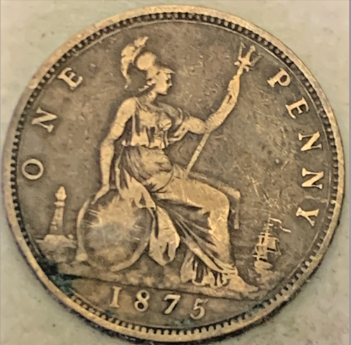1875 Queen Victoria 1 Penny - Limited Mintage, Collectible Bronze Coin