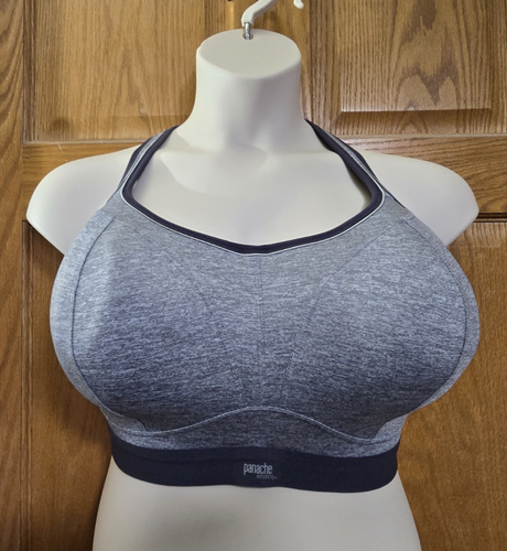 NWOT Panache 36 hh 7341B Boundless Racerback Non-Wire Sports Bra heather gray
