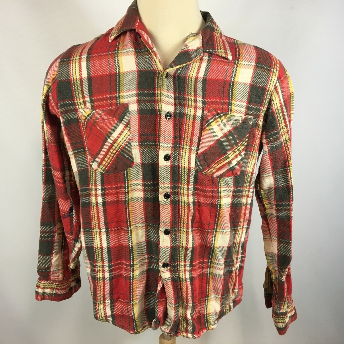 Vintage 50s 60s Sears Fieldmaster Sportswear Distressed Worn Flannel Plaid Shirt Vintage 50s 60s Sears Fieldmaster Sportswear Distressed Worn Flannel Plaid Shirt