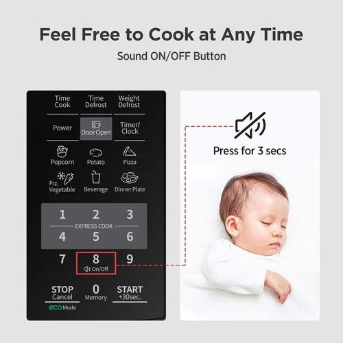 Efficient 0.7 Cu Ft Microwave Oven with Child Lock & ECO Energy Saving Mode - Picture 5 of 11