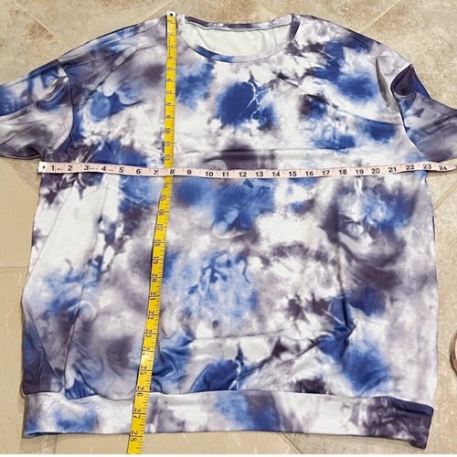 NEW Tie Dye Relaxed Fit Drop Shoulder Sweatshirt Blue Crew Neck M Pullover - Picture 5 of 8