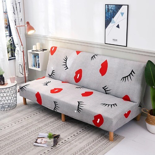 Armloser Schlafsofa Bezug Spandex Stretch Futon Schonbezug Elastisch Voll Klappbar Couch - Bild 49 von 55