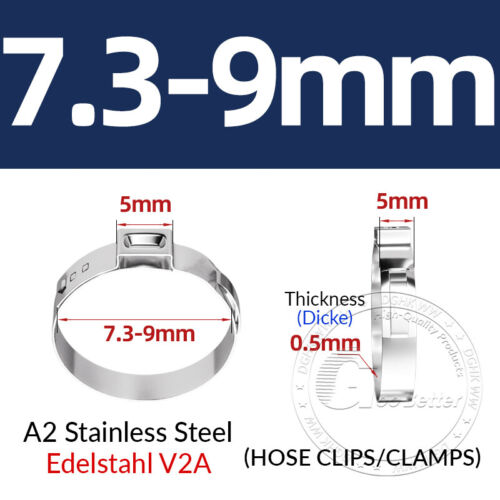 Single Ear O Clips Plus 304 Stainless Steel Air Water Pipe Hose Clamps - Picture 11 of 97