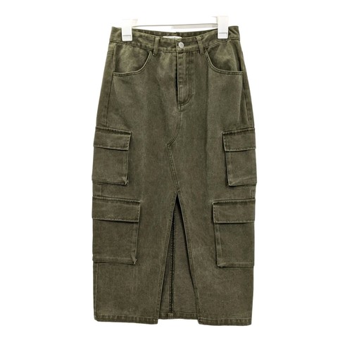 Pretty Garbage Cargo Midi Skirt Women Size S Front Slit Grunge Gorpcore Casual