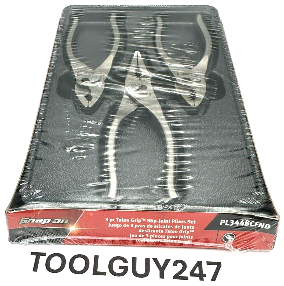 SNAP ON TOOLS USA PL344BCF ND No Dip 3 Piece Slip Joint Pliers Set