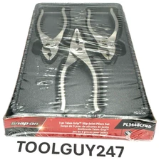 SNAP ON TOOLS USA PL344BCF ND No Dip 3 Piece Slip Joint Pliers Set  LN44BCF NEW