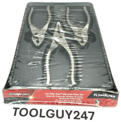 SNAP ON TOOLS USA PL344BCF ND No Dip 3 Piece Slip Joint Pliers Set