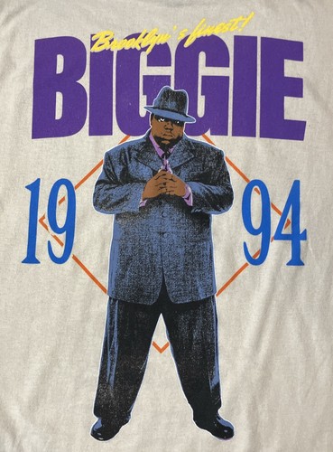 Biggie Smalls Shirt Size M Beige 90s Rap Hip-Hop Graphic Tee Unisex - Picture 3 of 13