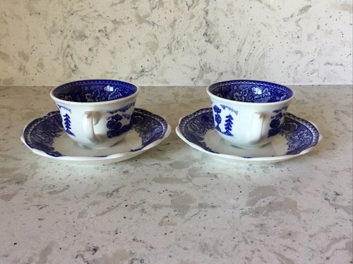 Anfora Blue Roses & Country Scene Teetasse und Untertasse 2er Set - Bild 2 von 8