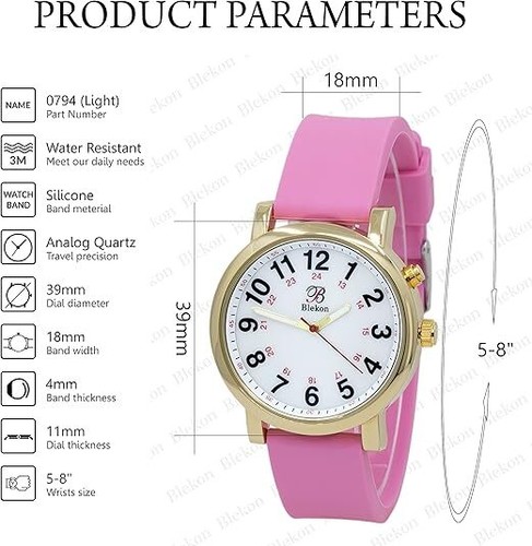 Blekon Krankenschwesteruhr leuchtendes Zifferblatt, Militärzeit, Peelingfarben, wasserdicht - Bild 171 von 253