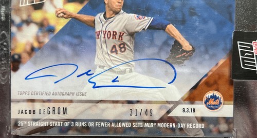 2018 Topps Now Jacob DeGrom Autographed Card. 31/49 - Picture 2 of 5