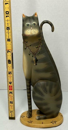 Folk Art by David Harden Large Cat Figurine Sculpture Primitive 10" - Picture 10 of 10