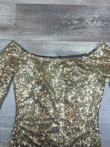 Neu mit Etikett Gianni Bini Celeste Party-Cocktailkleid mit Pailletten Gr. M goldfarben - Bild 8 von 16