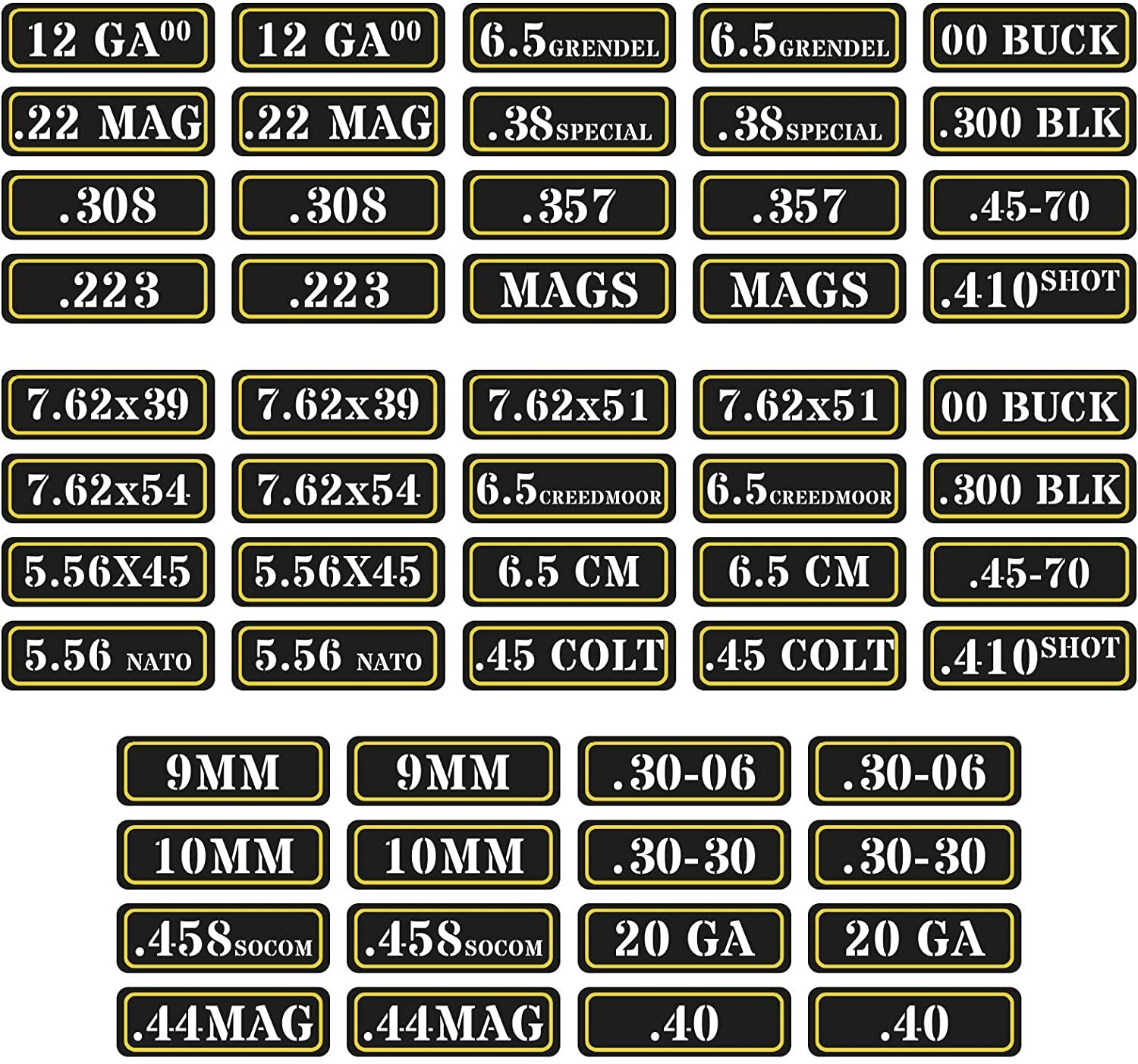 Ammo Can Vinyl Sticker Set Decal Label.22 .223 .308 .300 .380 .45 .357