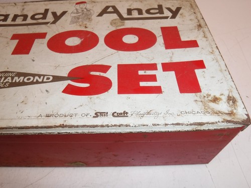 VINTAGE Handy Andy Blue Diamond Tool Box .Broken Latch. Metal. Empty. - Picture 8 of 15