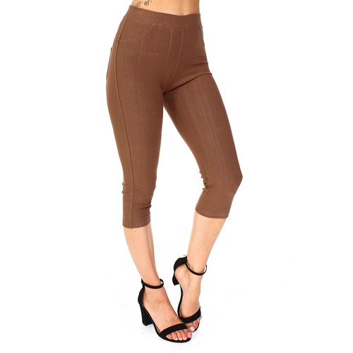 Mujer Denim Looks Elástico Capri Largo Leggings Pantalones Cortos Leggings - Imagen 21 de 25