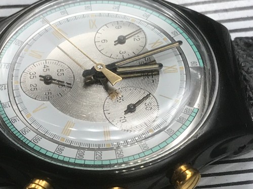 Uhr SWATCH Chrono COLOSSAL (SCB109)-Voll funktionstüchtig-TOP-Zustand! Echtleder - Picture 7 of 10