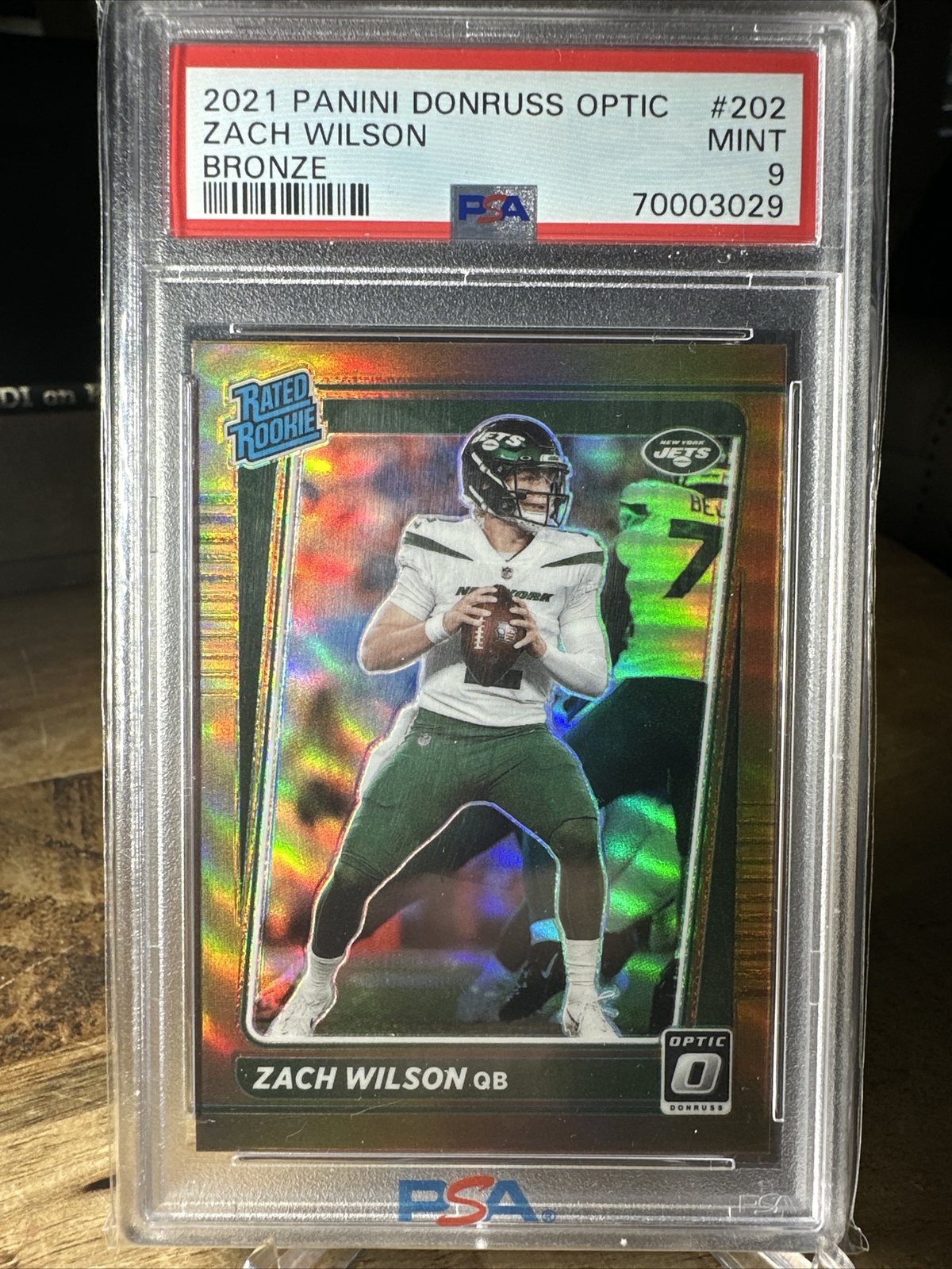 2021 Panini Donruss Optic Zach Wilson Bronze Holo Prizm RC #202 PSA 9