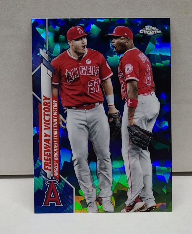 MIKE TROUT / JUSTIN UPTON 2020 Topps Chrome BLUE SAPPHIRE REFRACTOR ~ ANGELS