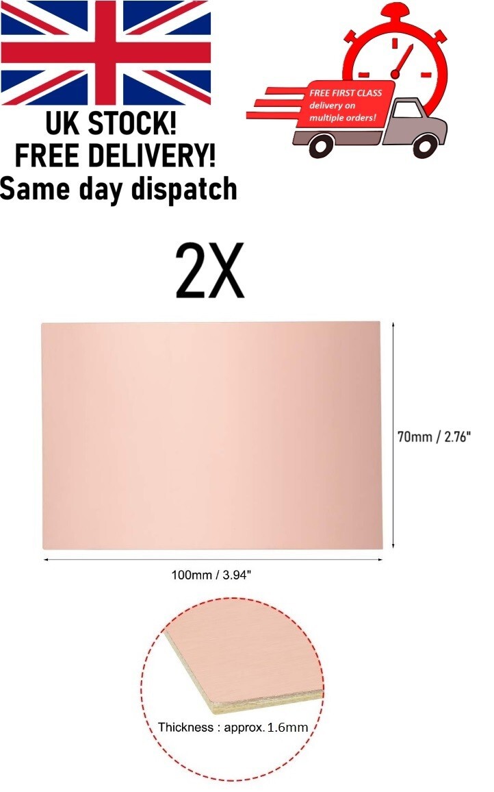 2pcs of 70x100mm Single-Sided Copper Clad Laminate PCB Circuit Board