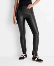 A New Day Leggings Women's Faux Leather High-Waist Zippered Ankle XS Black New