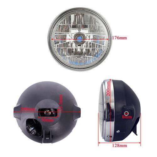 7" Headlight 12V H4 Bulb Headlamp For Honda Goldwing GL1100 HORNET 250/600/900 - Picture 2 of 12