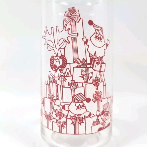 Vintage Crisa Clearly Santa and Presents 16 Unzen Glas Becher MCM Weihnachten 4er Set - Bild 2 von 8