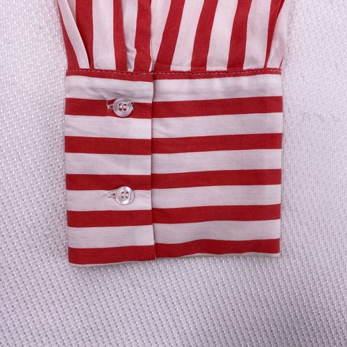 Blusa Camisa Top Allison Joy Mujer Talla XL Salmón Coral Blanco Rayas Botón LS - Imagen 10 de 13