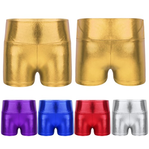 Kinder Mädchen Tanzshorts glänzende Hose Ballett Boyshort hohe Taille Hot Pant Fitnessstudio - Bild 3 von 120
