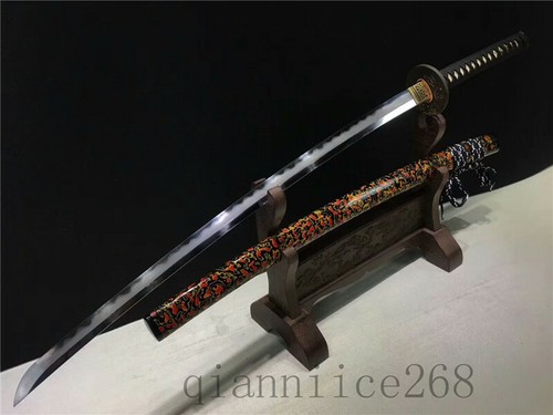 DAMASCUS FOLDED STEEL CLAY TEMPERED Grinding BLADE JAPANESE SWORD KATANA - Picture 8 of 9