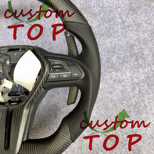 Fit For Infiniti Q60 Q50 QX50 QX55 real Carbon Fiber Steering Wheel with paddles - Picture 3 of 6