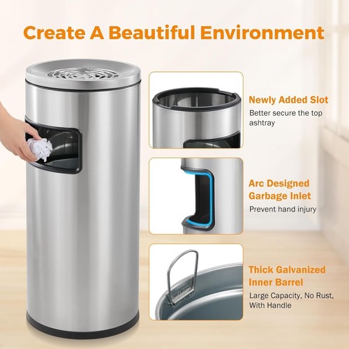 Weather-Resistant Stainless Steel Garbage Bin - Easy Clean with Detachable Liner - Picture 6 of 10