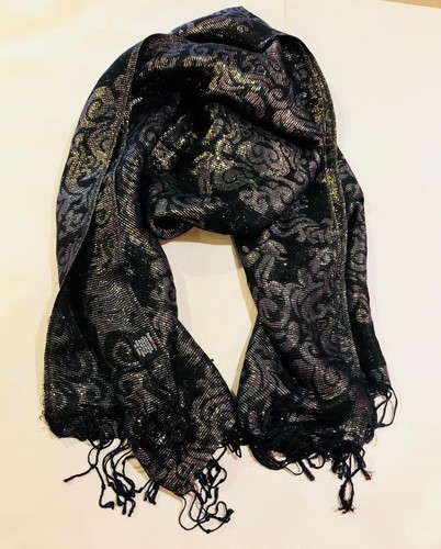 Style & Co Scarf One Size Black/Purple Multi Color Metallic Fringe Scarf - Picture 1 of 7