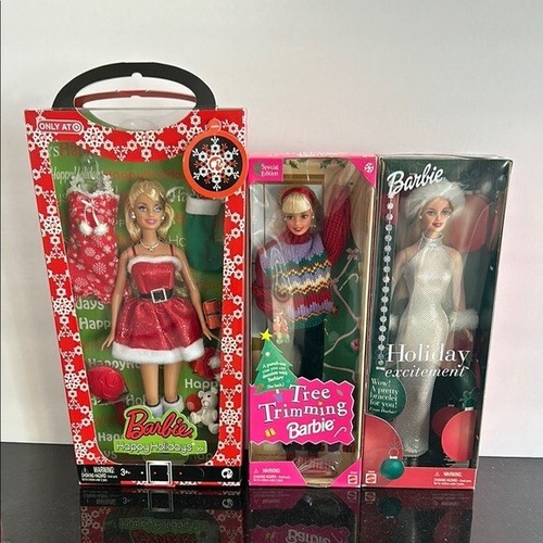 Bundle lot of 3 Holiday Barbies Barbie Christmas dolls NIB