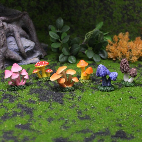 6PCS Mini Mushroom Figurines Fairy Garden Miniatures Decoration Resin Craft - Picture 11 of 11