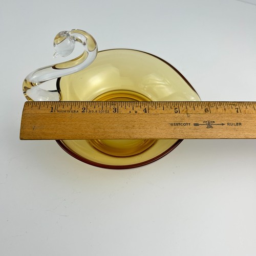 Duncan & Miller Braunglas Schwan Bonboniere Herzform MCM Vintage Schale - Bild 12 von 15