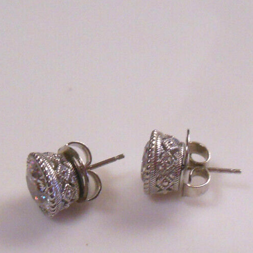 Orecchini Trafitti Judith RIPKA 925 CZ Firmati con Happy Backs Pat. In sospeso - Foto 2 di 5