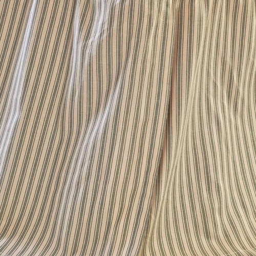 Prairie Winds Green Ticking Stripe Twin BED SKIRT Cotton Country Cottage VHC - Picture 5 of 5