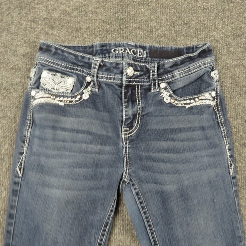 Grace in LA Jeans Womens 25 Western Embellished Cowgirl Bootcut 5 Pocket Denim - Bild 3 von 14