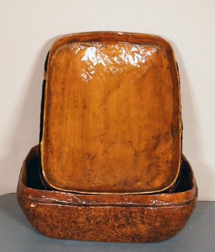 Antigua caja de comida china de bambú lacado con cubierta tejida c. 1890-1900 - Imagen 14 de 21