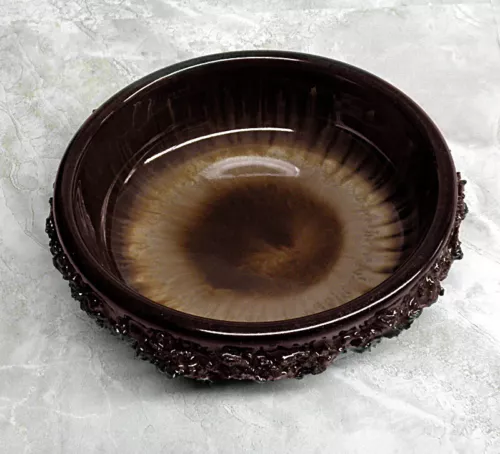 Vintage Art Studio Gilt Pottery Bowl Iceland Volcanic Lava Textured