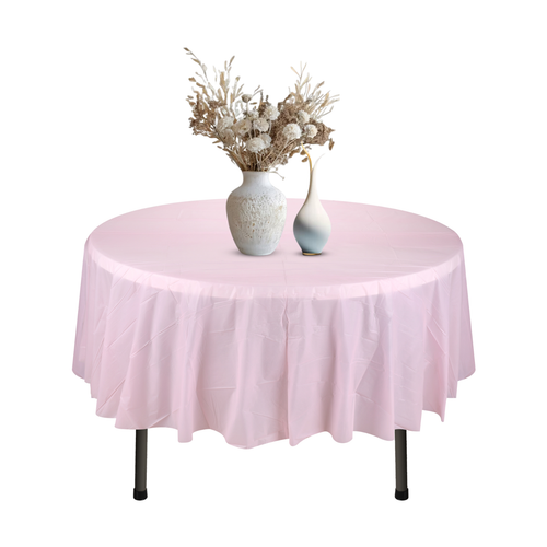 84" Plastic Table Covers Round Tablecloth Disposable Wipe Clean Party Cloth - Picture 52 of 58